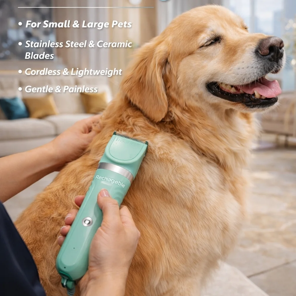 Rechargeable Green Dog Grooming Clippers